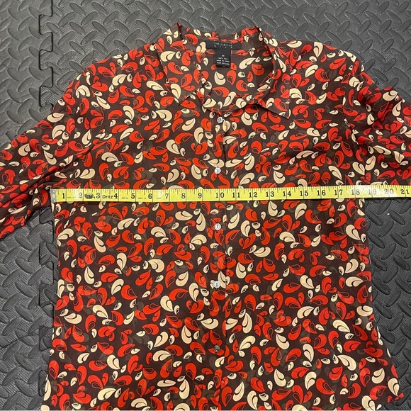 The Limited Paisley Silk Blouse, M, Sheer, Great Condition, Brown, Red & Beige - Picture 4 of 6
